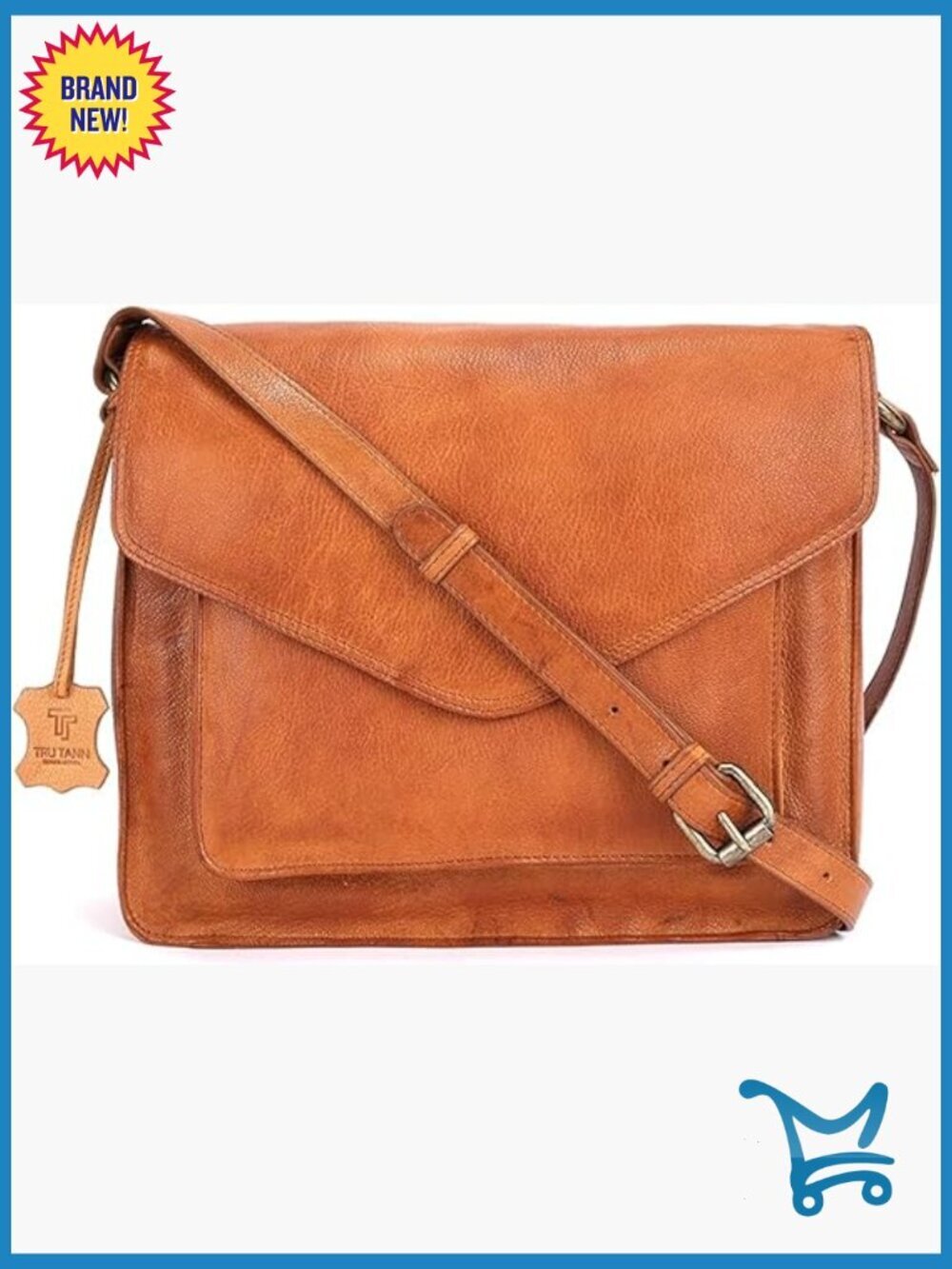 Genuine Leather Crossbody Bag with Adjustable Strap, Multiple Pockets